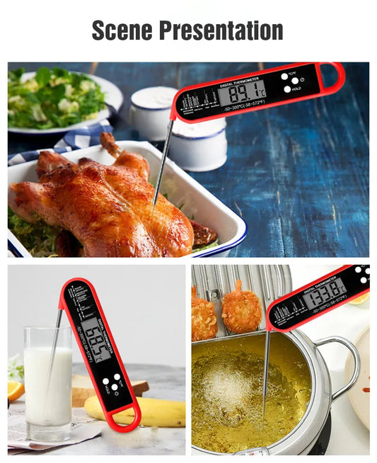 Digital Folding Meat Thermometer – Instant Read Kitchen Probe for BBQ, Oven, Water, Oil & Liquids
