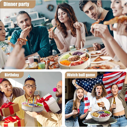 Rotatable Divided Snack & Fruit Tray with Lid – Modern Handheld Food Storage Display Box for Home & Living Room