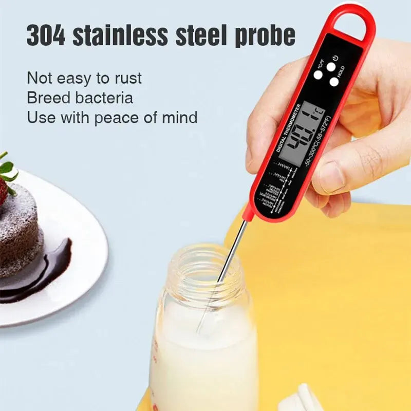 Digital Folding Meat Thermometer – Instant Read Kitchen Probe for BBQ, Oven, Water, Oil & Liquids
