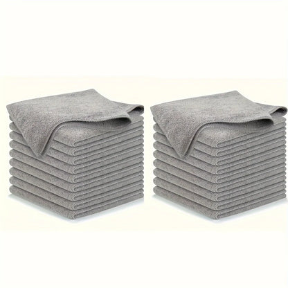Ultra-Fine Microfiber Kitchen Towel Set – 5/10/20 Pack, Light Gray, Super Absorbent & Stain-Removing Cleaning Cloths
