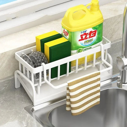 Stainless Steel Sink Drain Rack – Sponge Holder, Soap Tray & Faucet Organizer Shelf for Kitchen Storage