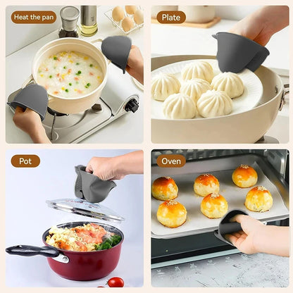 2pcs Silicone Heat-Resistant Oven Pinch Mitts – Anti-Scald, Non-Slip Pot Holder Clips