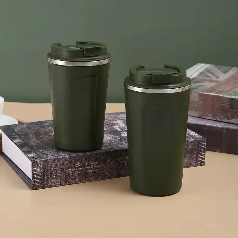 Stainless Steel Thermal Travel Coffee Cup – 380/510ml Vacuum Insulated Leak-Proof Mug for Hot & Cold Drinks