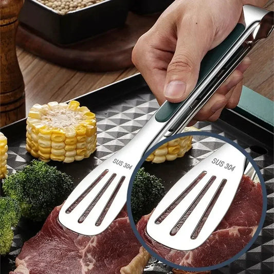 Non-Slip Stainless Steel Food Tongs – Meat, Salad & Grill Clip for Home, BBQ & Buffet