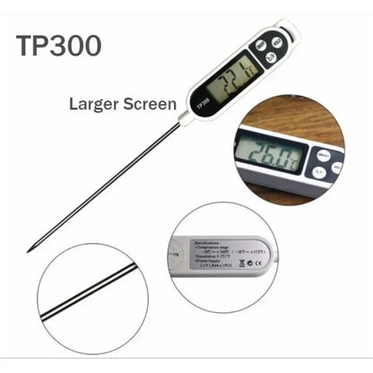 TP300 Digital Food Thermometer – Instant-Read Probe Thermometer for Meat, Oil, BBQ & Cooking