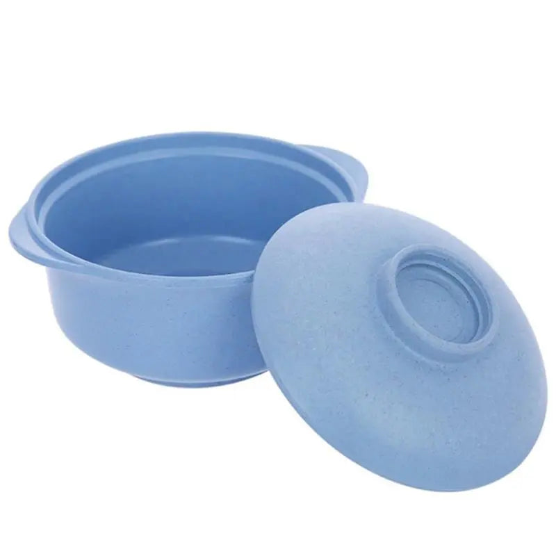 Eco-Friendly Wheat Straw Instant Noodle Bowl with Lid – Portable Soup & Rice Container with Handles