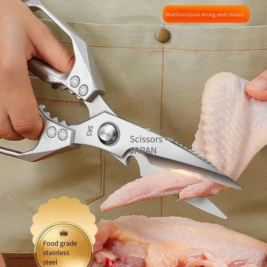 Stainless Steel Heavy-Duty Kitchen Scissors – Multi-Functional Bone Cutter for Chicken, Fish, Meat, Fruits & Vegetables