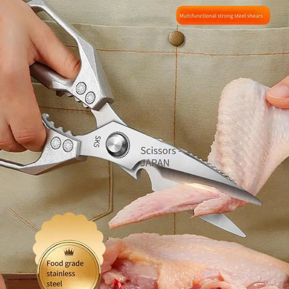 Stainless Steel Heavy-Duty Kitchen Scissors – Multi-Functional Bone Cutter for Chicken, Fish, Meat, Fruits & Vegetables