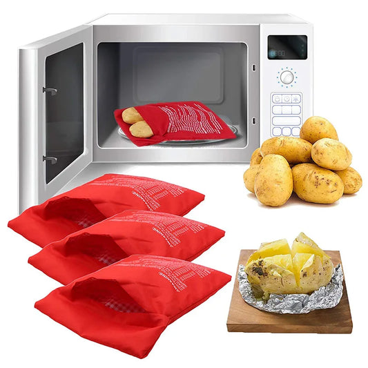 Microwave Potato Cooker Bag – Reusable 4-Minute Baked Potato Pouch (Red)
