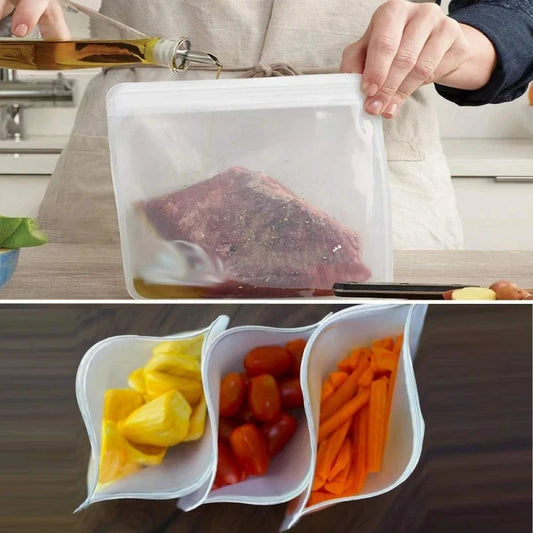 Reusable PEVA Ziplock Storage Bags – BPA-Free, Leak-Proof Freezer & Lunch Bags (1/5/10 Pcs)