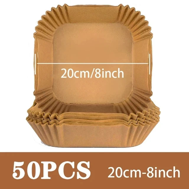50PCS Round Disposable Air Fryer Paper Liners – Non-Stick, Oil-Proof, Heat-Resistant