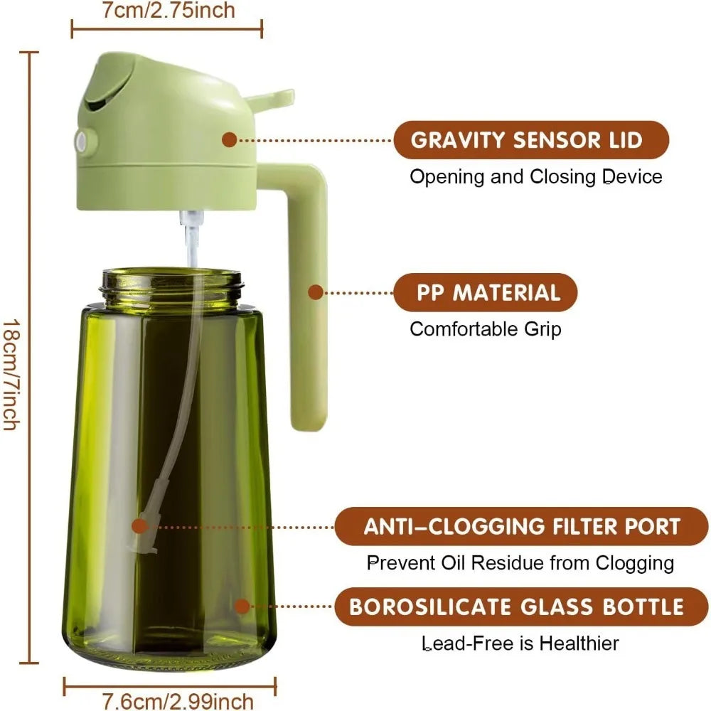 470ML Dark Glass Oil Sprayer – Light-Blocking Olive Oil Dispenser for Cooking, Air Fryer, BBQ & Seasoning