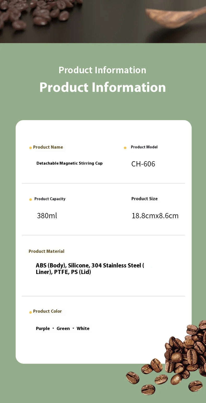 Smart Automatic Magnetic Stirring Cup – Temperature Display, USB Rechargeable, 380ml Portable Self-Mixing Mug