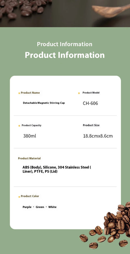 Smart Automatic Magnetic Stirring Cup – Temperature Display, USB Rechargeable, 380ml Portable Self-Mixing Mug