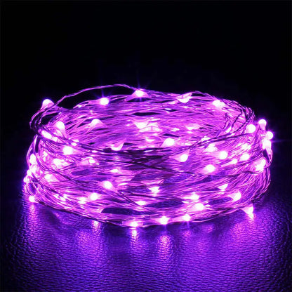 Peach Forest Fairy Light LED Copper Wire String – Battery Powered 1–10M Decorative Light for Bedroom, Garden, Party & Wedding