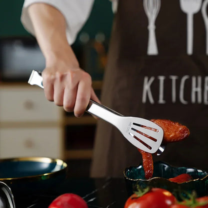 Non-Slip Stainless Steel Food Tongs – Meat, Salad & Grill Clip for Home, BBQ & Buffet