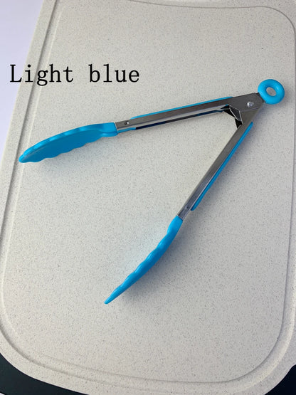 Anti-Slip Stainless Steel Cooking & Serving Tongs – Heat-Resistant Silicone Food Clip for Kitchen & BBQ