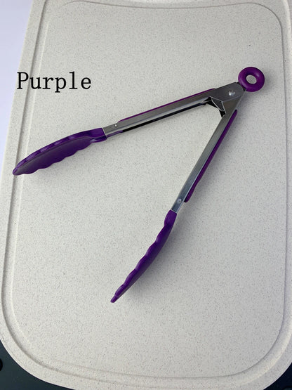 Anti-Slip Stainless Steel Cooking & Serving Tongs – Heat-Resistant Silicone Food Clip for Kitchen & BBQ