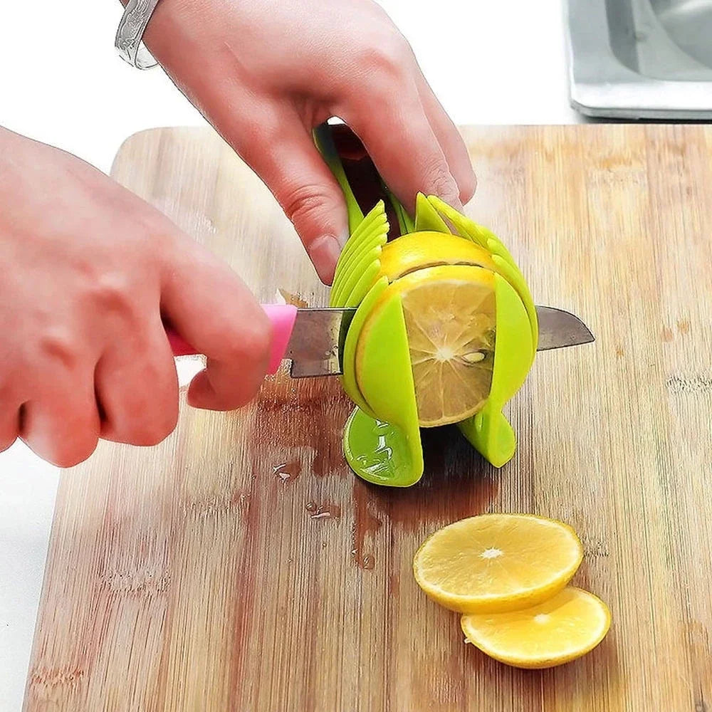 Stainless Steel Handheld Fruit Slicer Clip – Lemon, Orange, Tomato & Onion Cutter