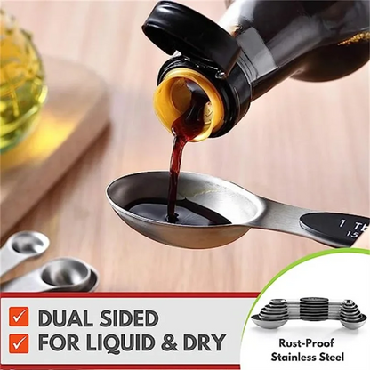 Stainless Steel Magnetic Measuring Spoons Set Heavy Duty Metal Kitchen Gadgets for Baking & Cooking, Fits in Most Kitchen Spice