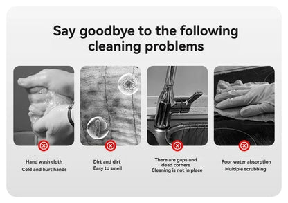 Handheld Foldable Sponge Mop Portable Wet and Dry Dual-Use Water Absorbent Mop Floor Cleaner Bathroom Kitchen Cleaning Tool