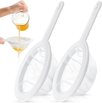 120/200/400 Mesh Ultra-Fine Nylon Kitchen Strainer – Plastic Sieve Filter Spoon for Soy Milk, Coffee, Yogurt & Juice