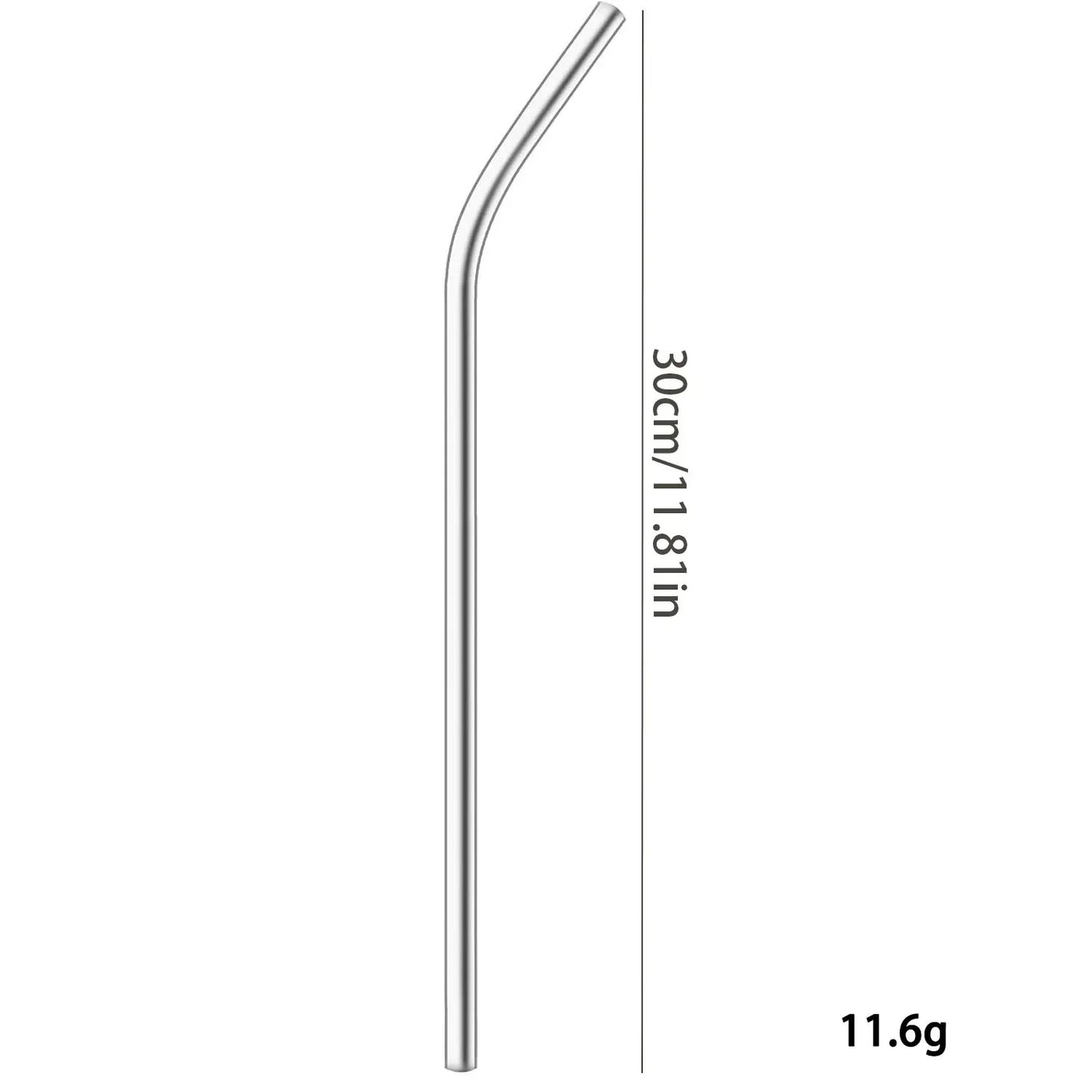 30cm Reusable Stainless Steel Drinking Straw – Extra Long Silver Straw for Smoothies, Cocktails & Tall Glasses