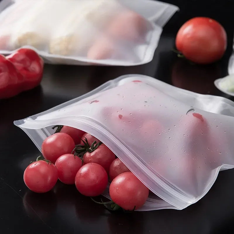 Reusable PEVA Ziplock Storage Bags – BPA-Free, Leak-Proof Freezer & Lunch Bags (1/5/10 Pcs)