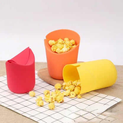 Foldable Silicone Microwave Popcorn Maker Cup – DIY Snack Bucket for Quick Healthy Popcorn