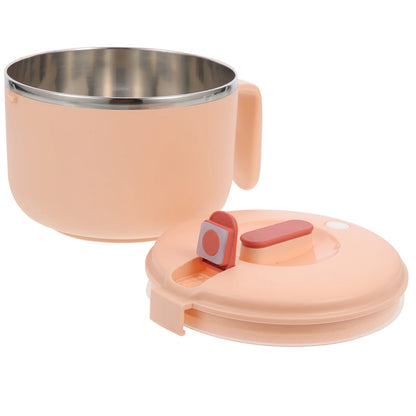 Stainless Steel Bento Bowl Insulated Noodle Container Microwave Ramen Cooker Lid Handle Food Storage Bento Lunch Box