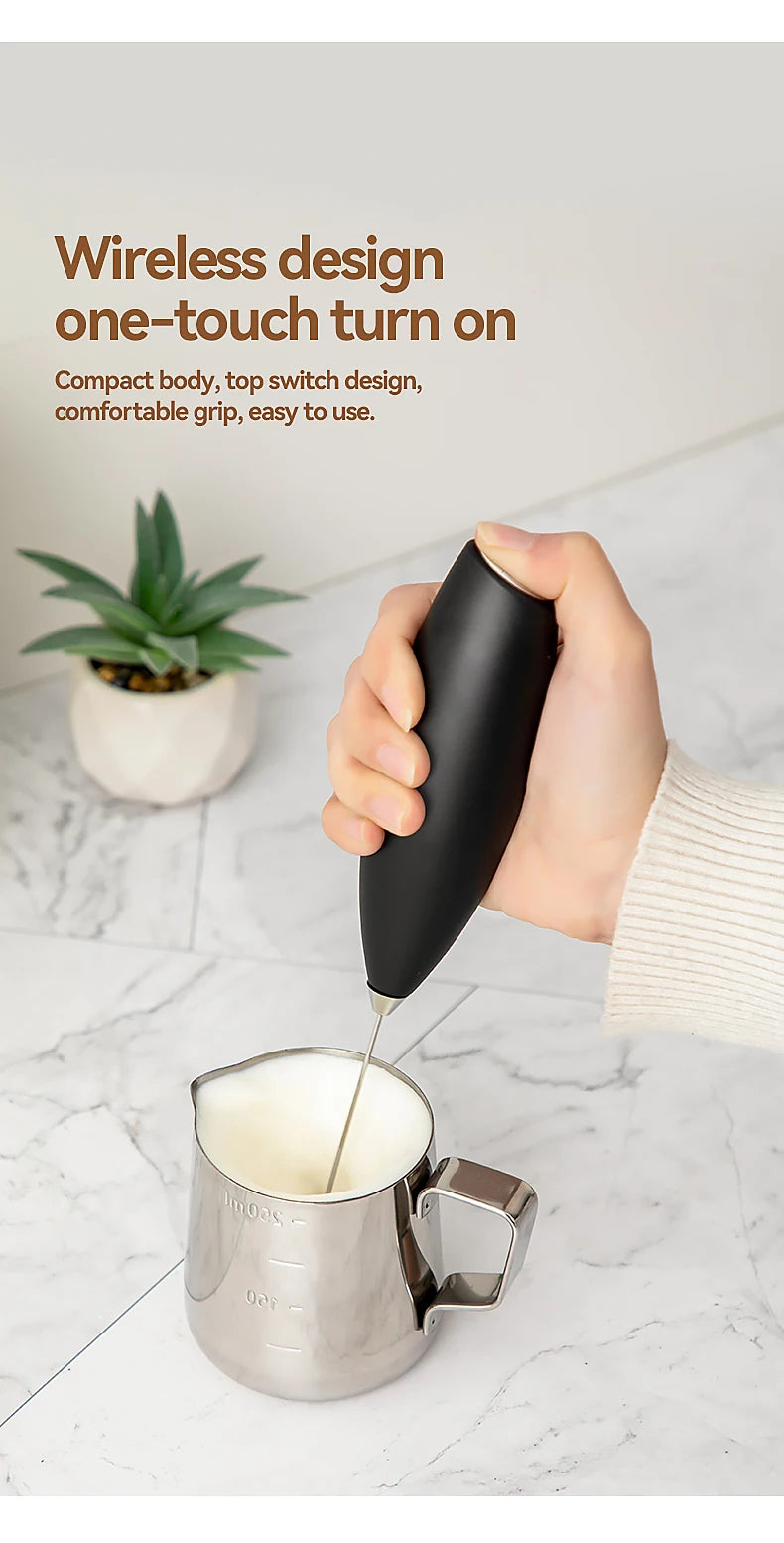 Electric Handheld Milk Frother & Mini Egg Beater – Wireless High-Speed Coffee & Drink Mixer