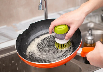 Dish Brush with Soap Dispenser – Multi-Use Soap Dispensing Palm Scrub Brush for Kitchen & Household