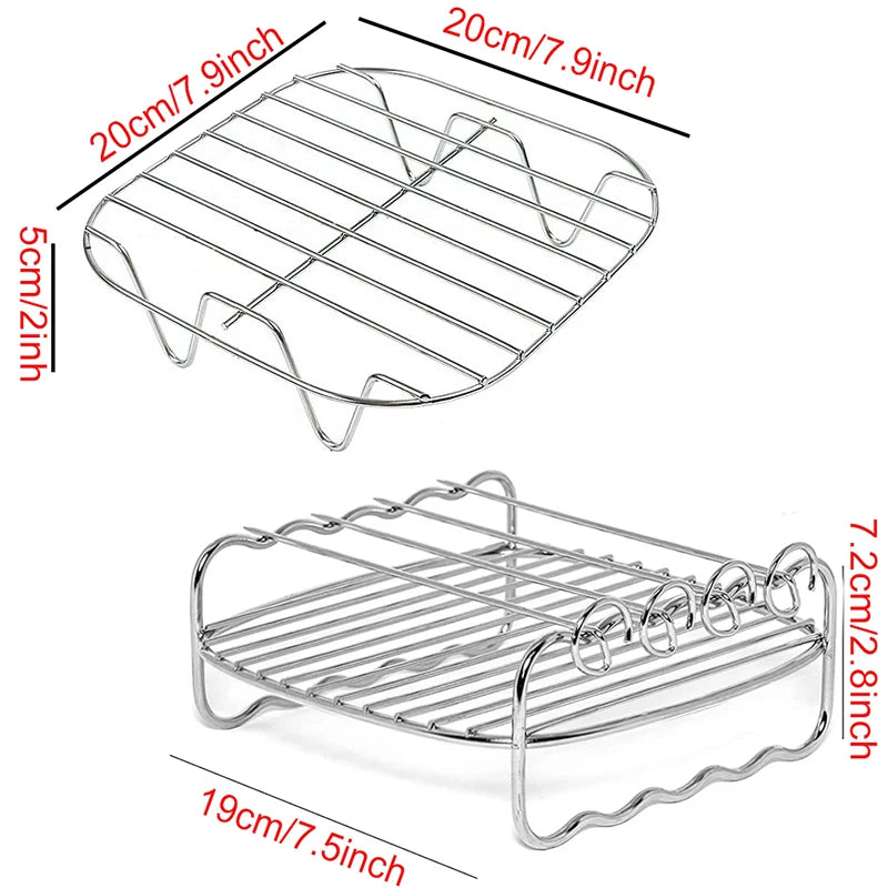 Air Fryer Baking Rack Metal Square/Round/Rectangle Oven Grill Racks Airfryer Accessories for Cosori,Instant Vortex,Gourmia,Foodi