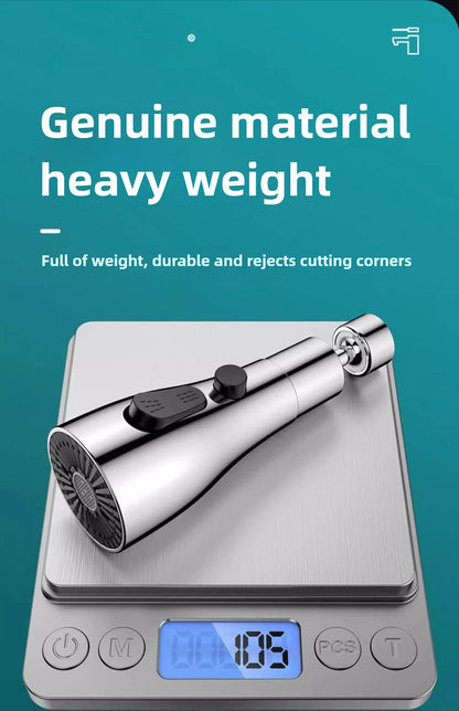 360° Rotatable Chrome Kitchen Faucet Spout – Splash-Proof, High-Pressure 3-Mode Nozzle Replacement (Easy Install)