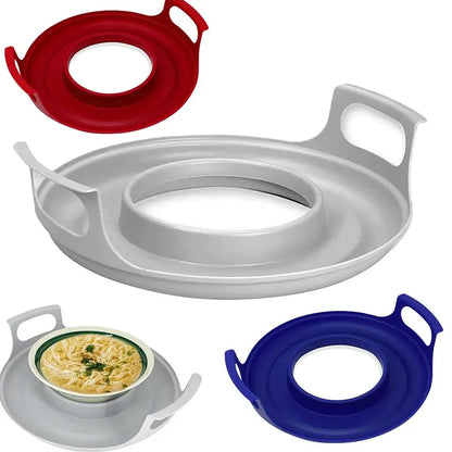 Heat-Resistant Microwave Plate & Bowl Holder – Food-Grade PP Tray with Handle for Carrying Hot Dishes