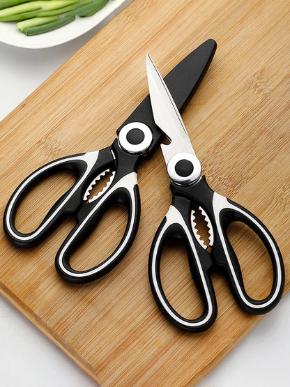 Multi-Functional Stainless Steel Kitchen Scissors – Heavy-Duty Poultry, Fish Bone & Food Prep Shears with Non-Slip Handle + Protective Cover
