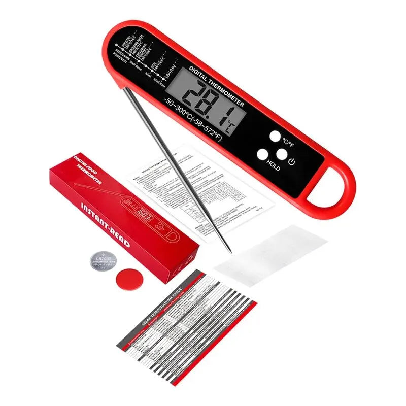 Digital Folding Meat Thermometer – Instant Read Kitchen Probe for BBQ, Oven, Water, Oil & Liquids