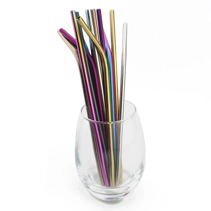 Premium 304 Stainless Steel Reusable Metal Drinking Straws – Straight & Bent Straws with Cleaning Brush | Eco-Friendly Bar & Kitchen Accessory
