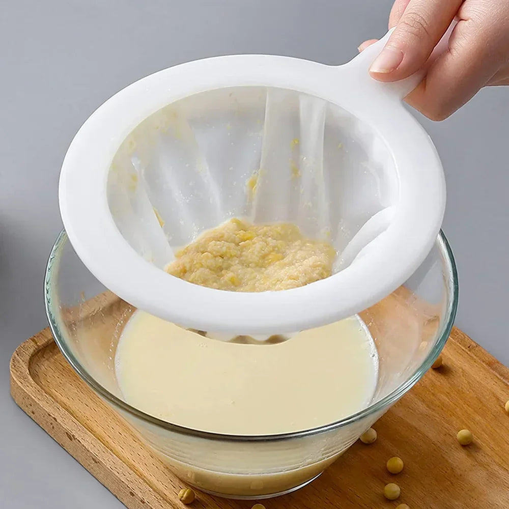 120/200/400 Mesh Ultra-Fine Nylon Kitchen Strainer – Plastic Sieve Filter Spoon for Soy Milk, Coffee, Yogurt & Juice