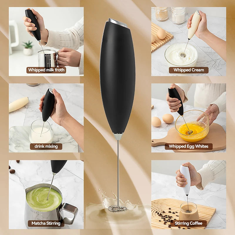 Electric Handheld Milk Frother & Mini Egg Beater – Wireless High-Speed Coffee & Drink Mixer