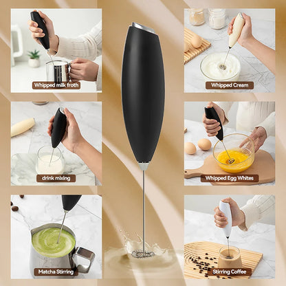Electric Handheld Milk Frother & Mini Egg Beater – Wireless High-Speed Coffee & Drink Mixer