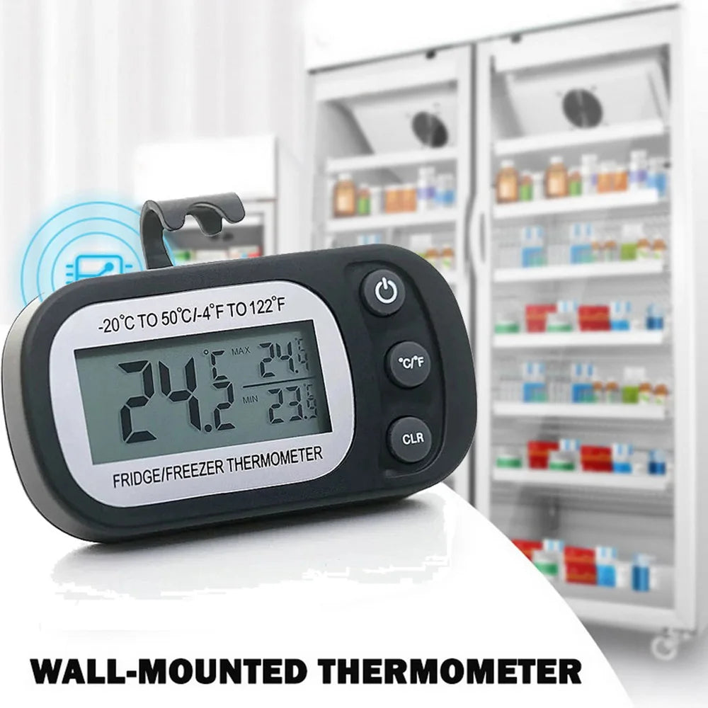 LCD Display Magnetic Hanging Refrigerator & Freezer Thermometer – Digital Temperature Meter for Fridge, Freezer & Kitchen Use