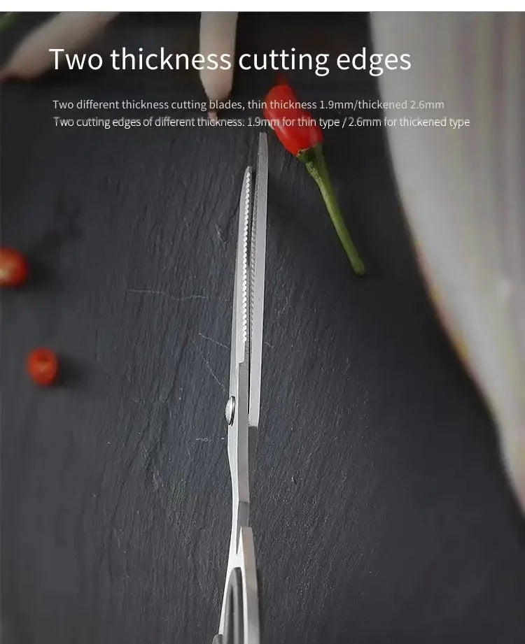 Stainless Steel Multifunction Kitchen Scissors – Heavy-Duty Bone Shears for Chicken, Fish, Vegetables & Household Use