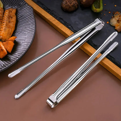 Stainless Steel Grill Tongs – Non-Slip Food Clip for BBQ, Cooking & Serving