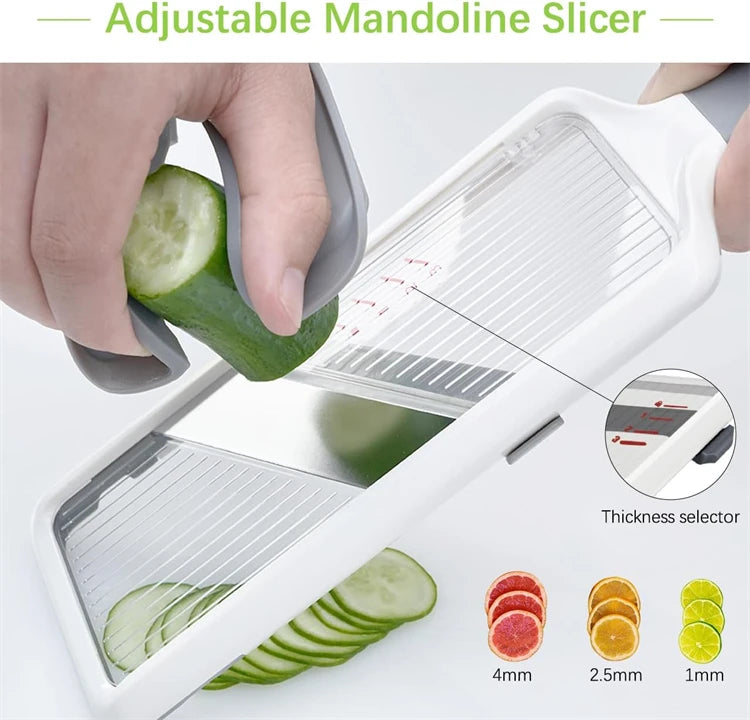 Adjustable Stainless Steel Mandoline Slicer – Multi-Function Veggie Chopper & Grater