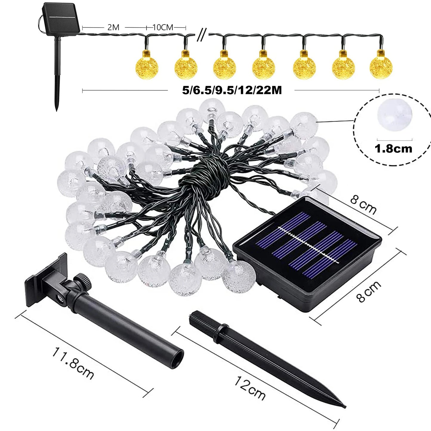 Outdoor Solar Crystal Ball String Lights – 200 LED Waterproof Fairy Garland for Christmas, Garden, Camping & Parties (IP65)