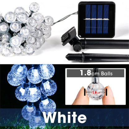 Outdoor Solar Crystal Ball String Lights – 200 LED Waterproof Fairy Garland for Christmas, Garden, Camping & Parties (IP65)