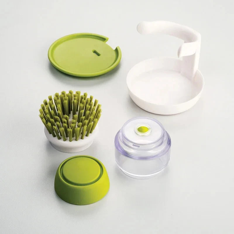 Dish Brush with Soap Dispenser – Multi-Use Soap Dispensing Palm Scrub Brush for Kitchen & Household