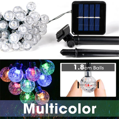 Outdoor Solar Crystal Ball String Lights – 200 LED Waterproof Fairy Garland for Christmas, Garden, Camping & Parties (IP65)