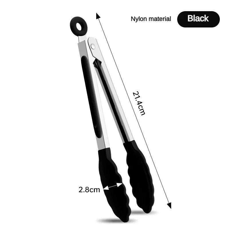 Anti-Slip Stainless Steel Cooking & Serving Tongs – Heat-Resistant Silicone Food Clip for Kitchen & BBQ